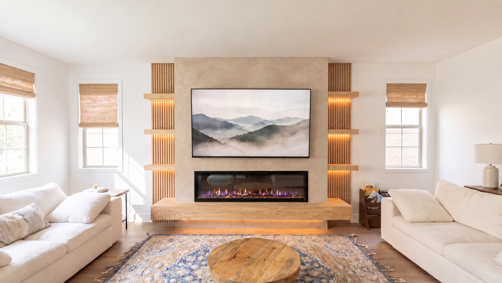Roman clay & fluted oak in soft mineral limewash — AI design concept