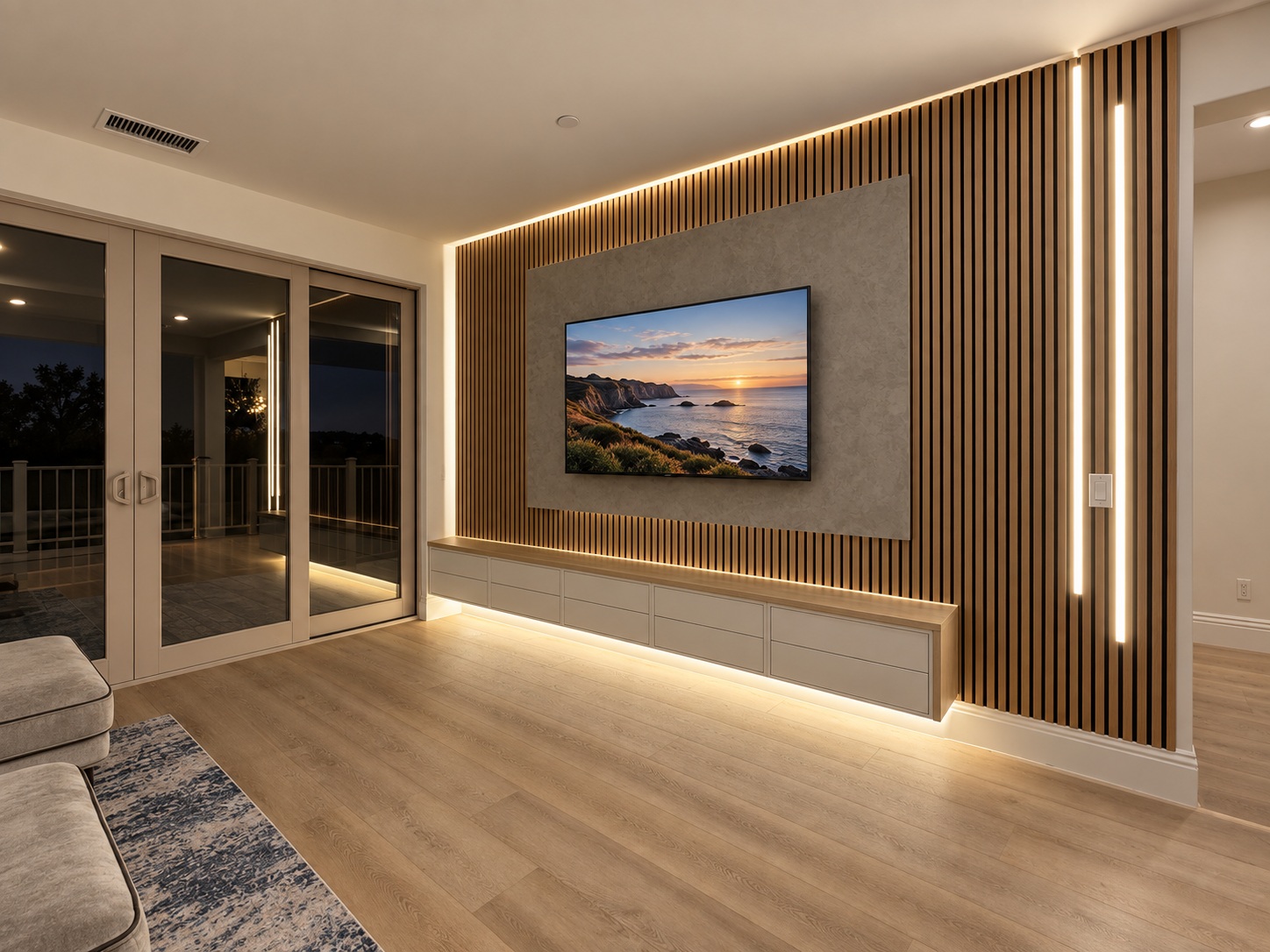 Wood slats & floating storage