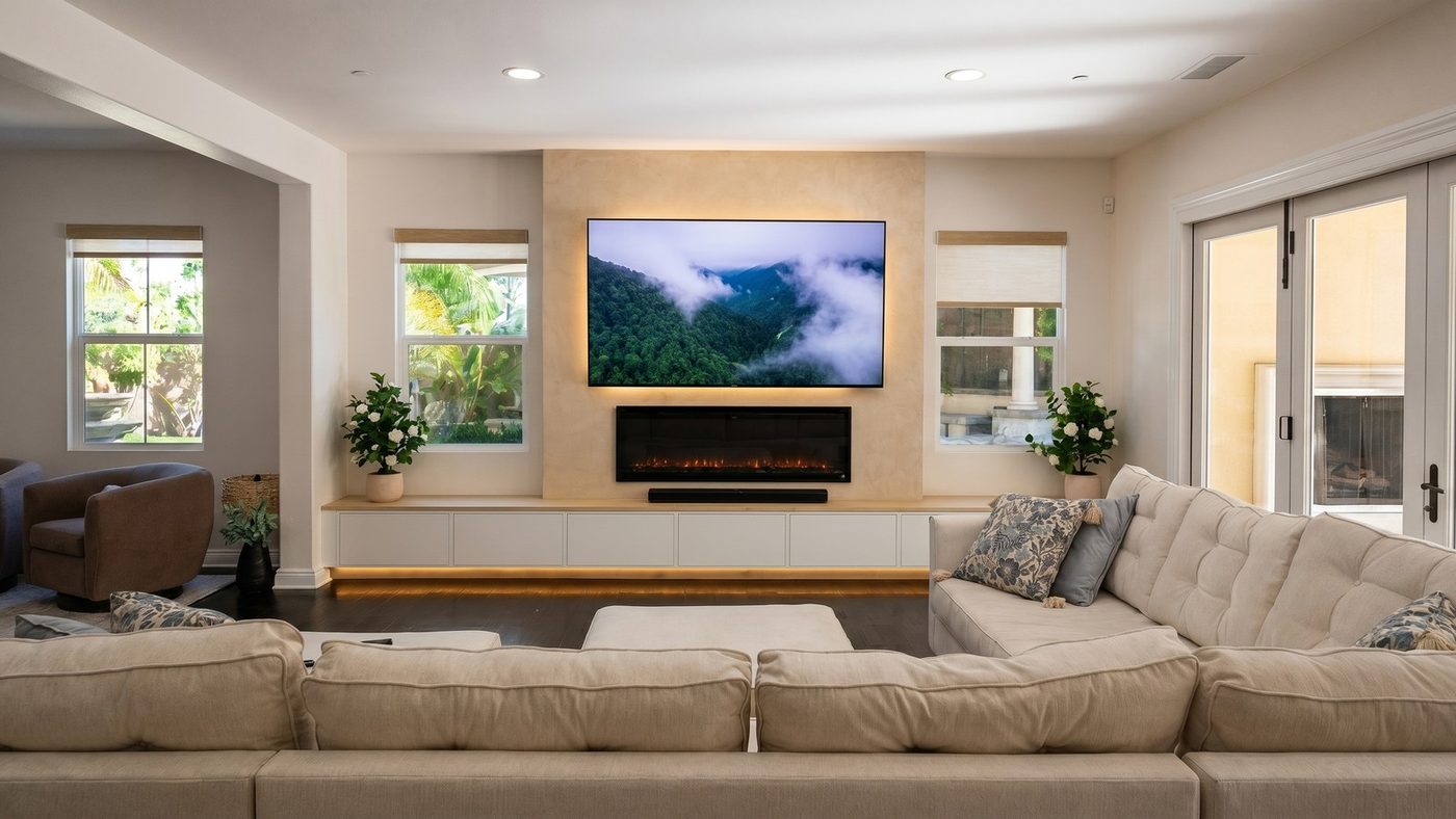 Floating cabinet & fireplace — detail 4