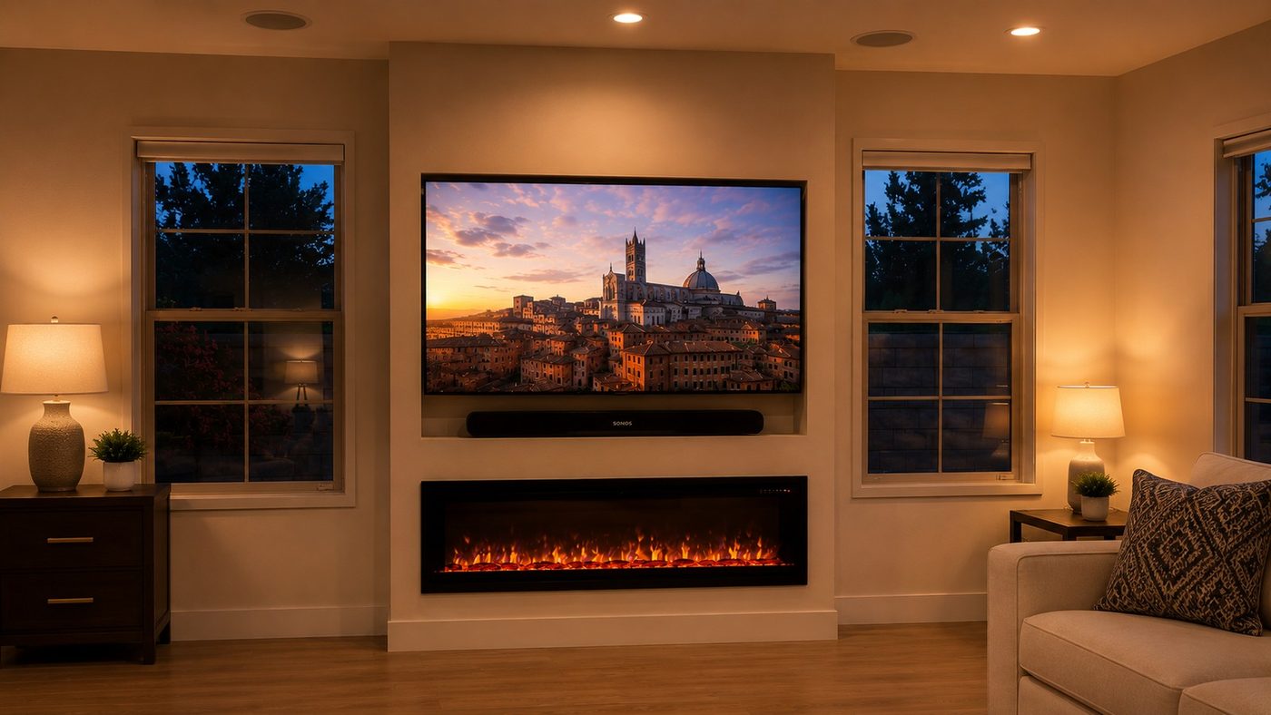 Minimalist TV wall, view 11