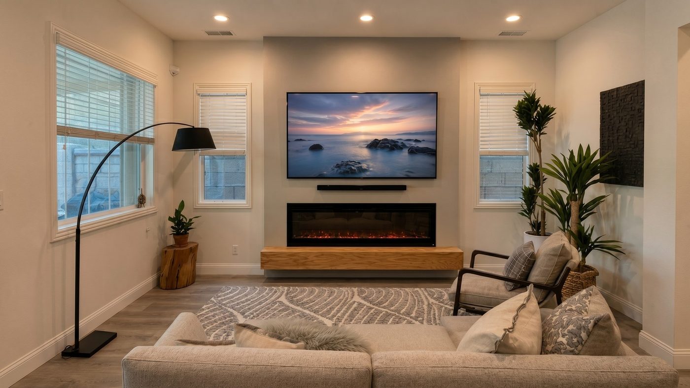 Minimalist TV wall, view 6