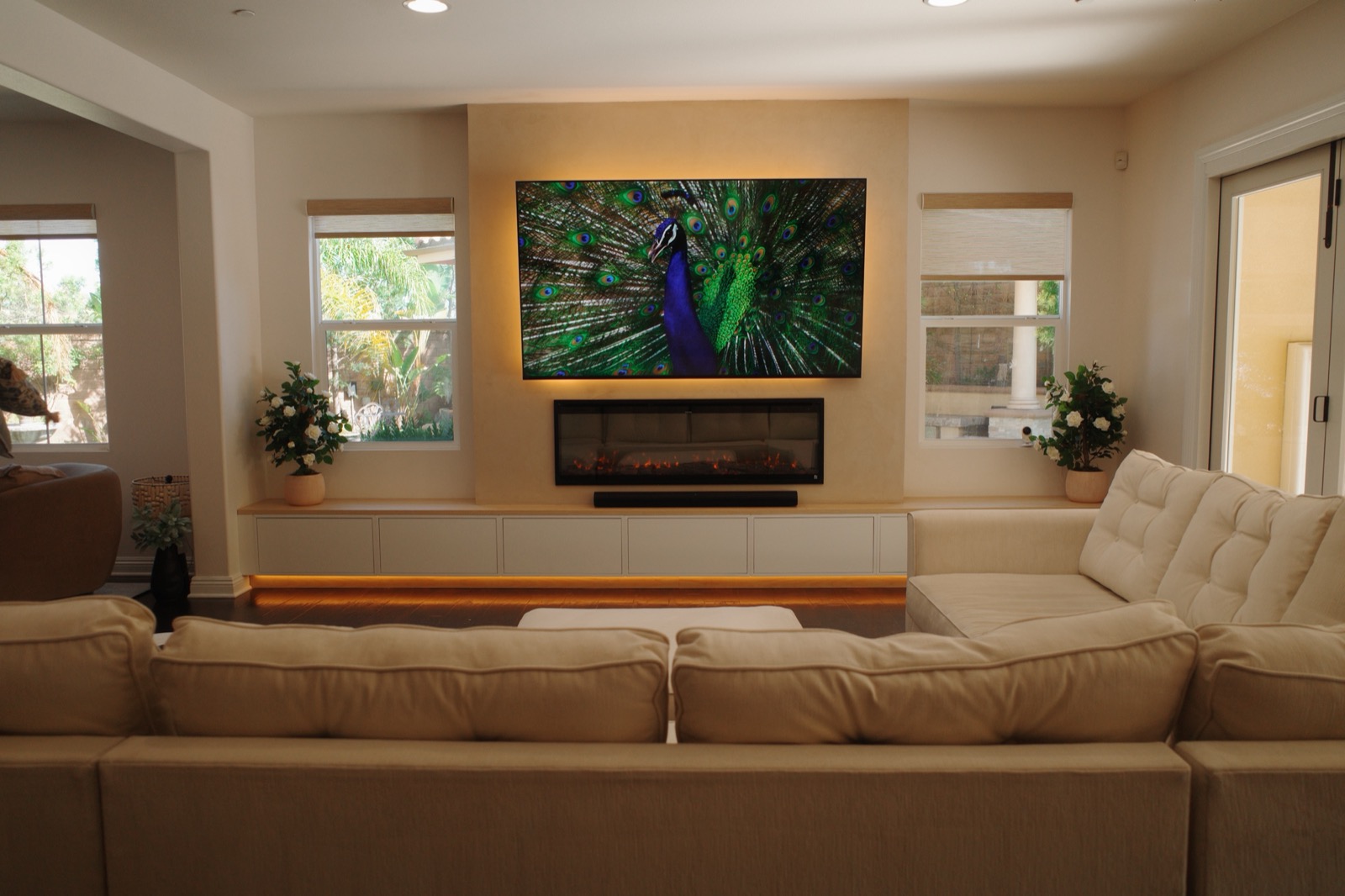 Floating cabinet & fireplace